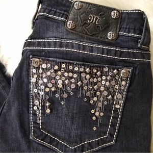 MISS ME SKINNY DARK WASH EMBELLISHED JEANS 29